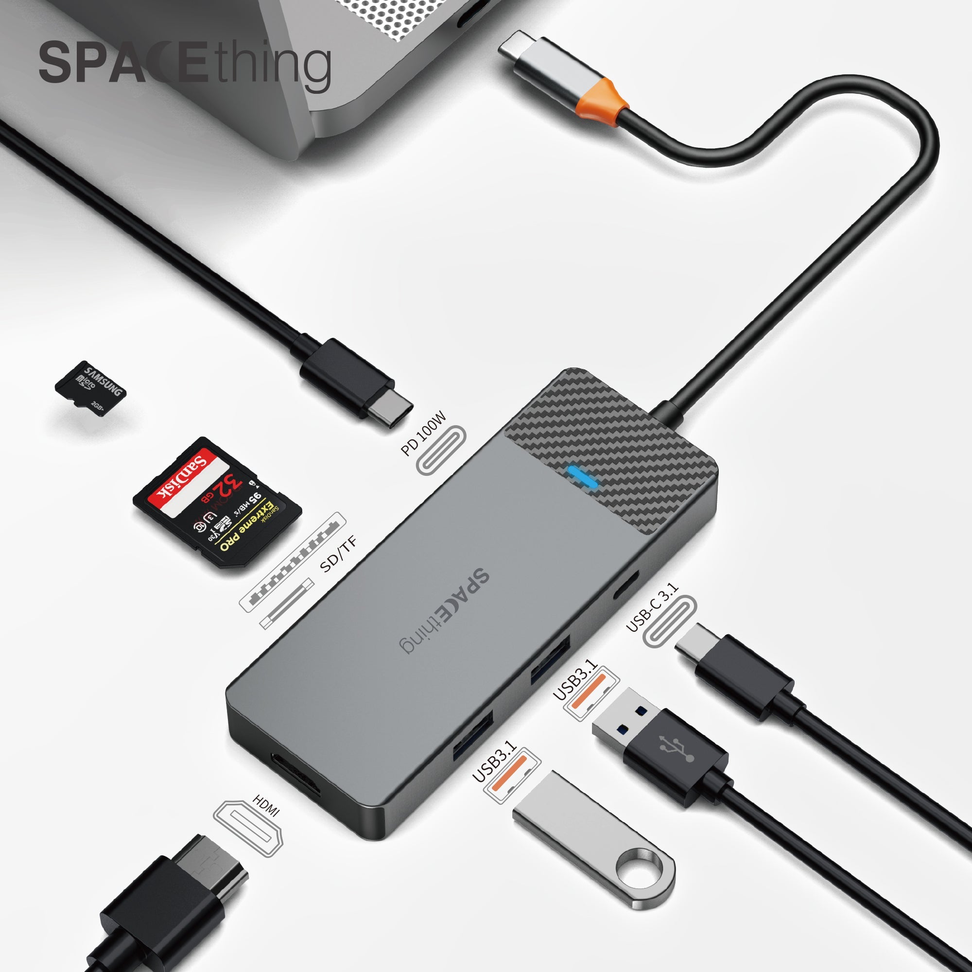 Spacething 7-in-1 Linker USB-C Hub Series | Grey
