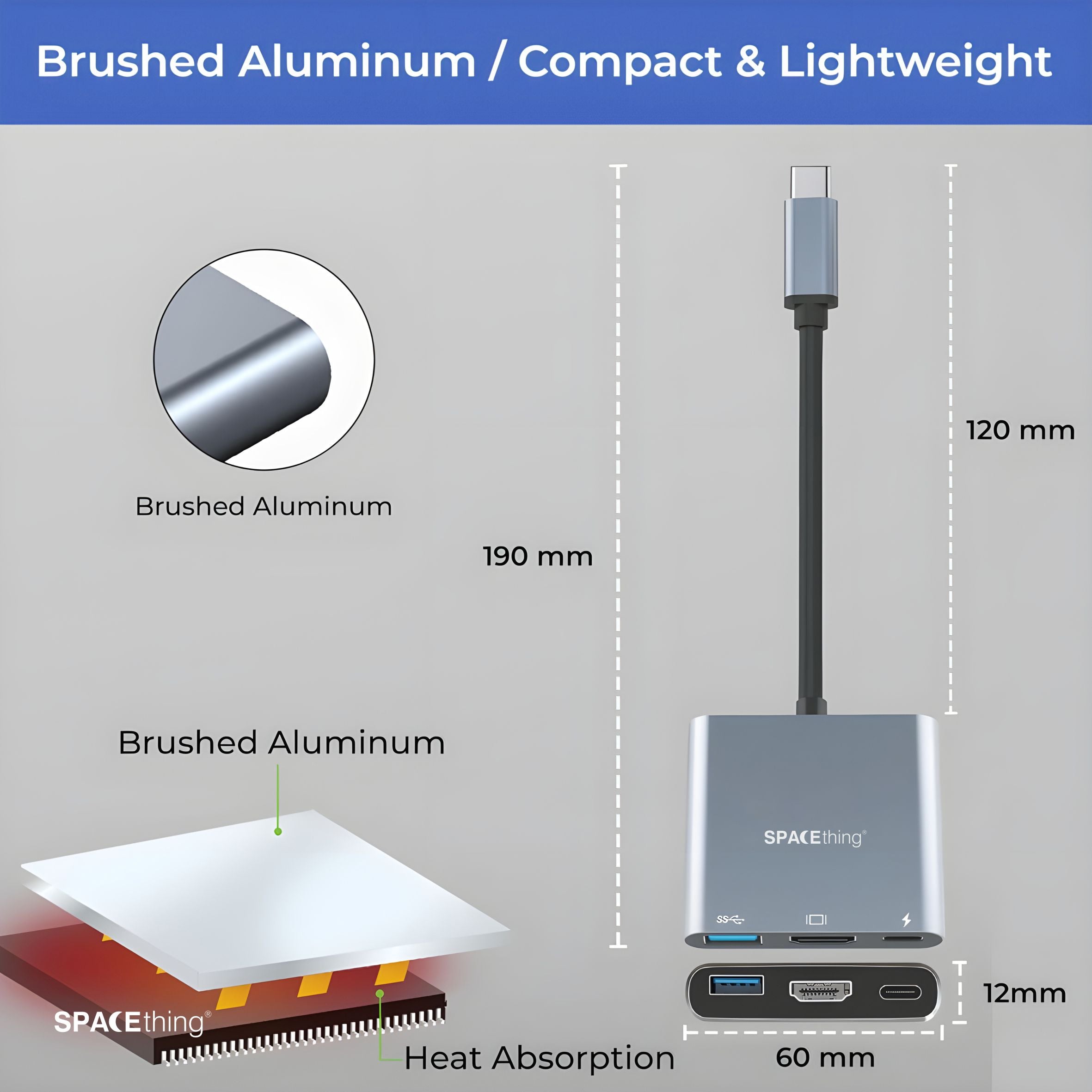 Spacething Linker 3-in-1 USB-C Hub | Grey