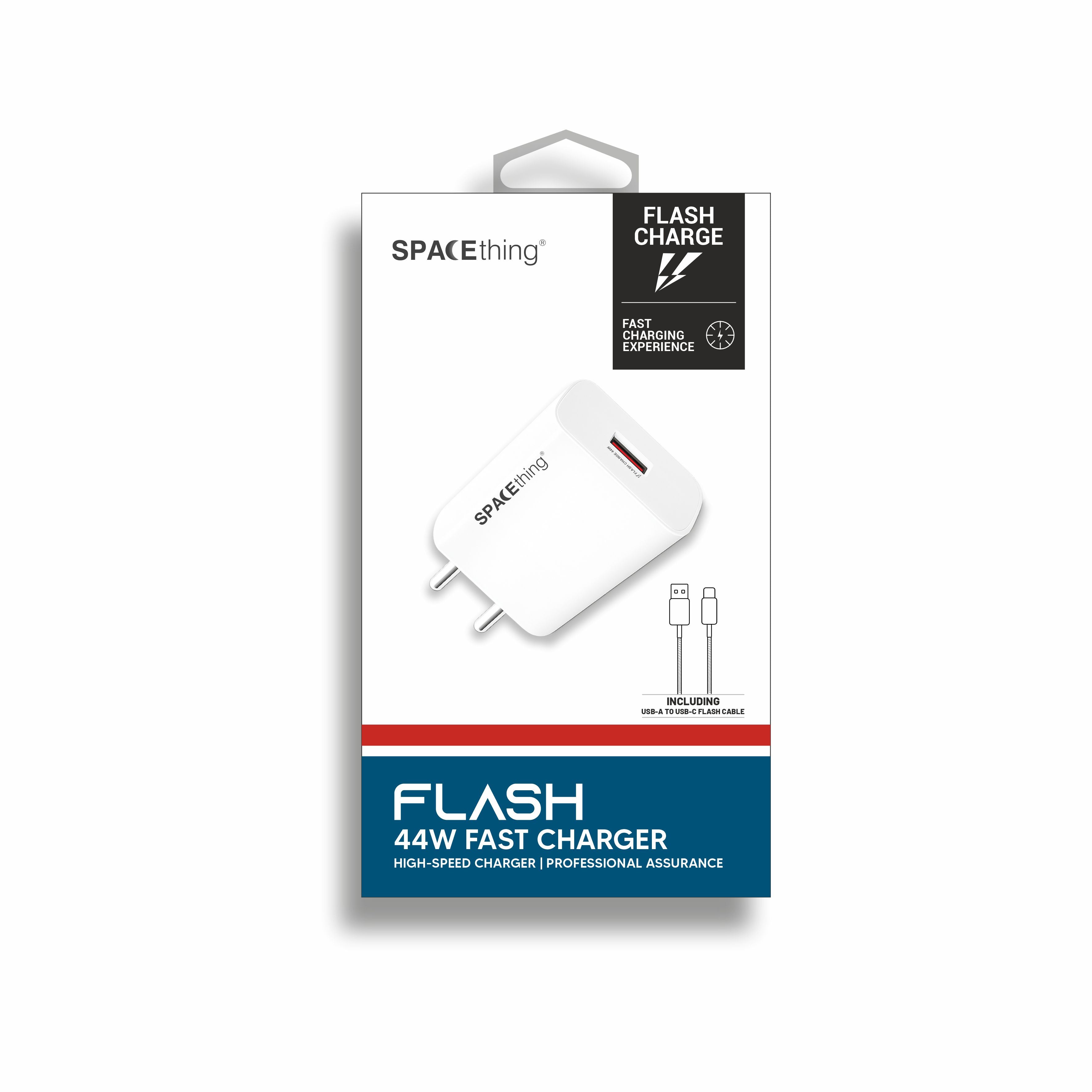 Spacething Flash 44W Fast Charger With USB-A TO USB - C Flash Cable