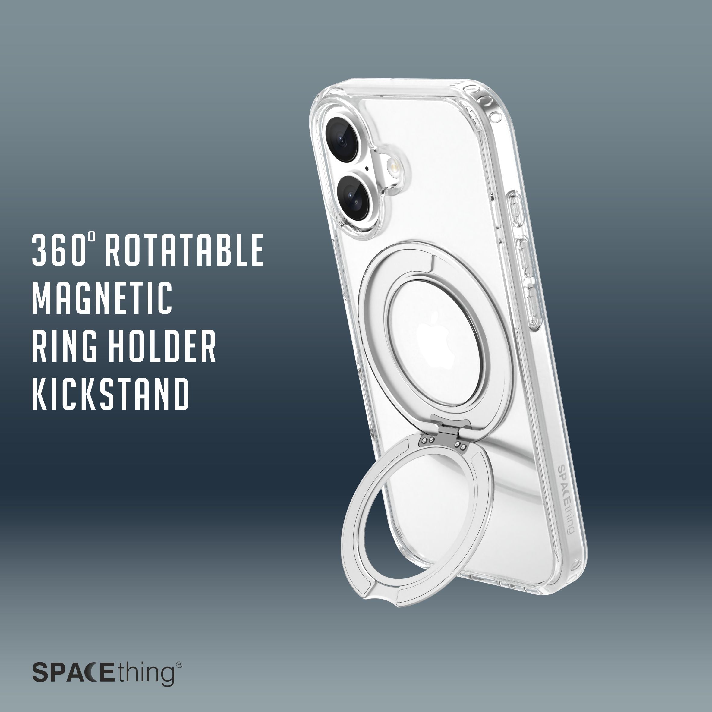 Spacething Marsix 360° Stand Case for iPhone 17 - Transparent