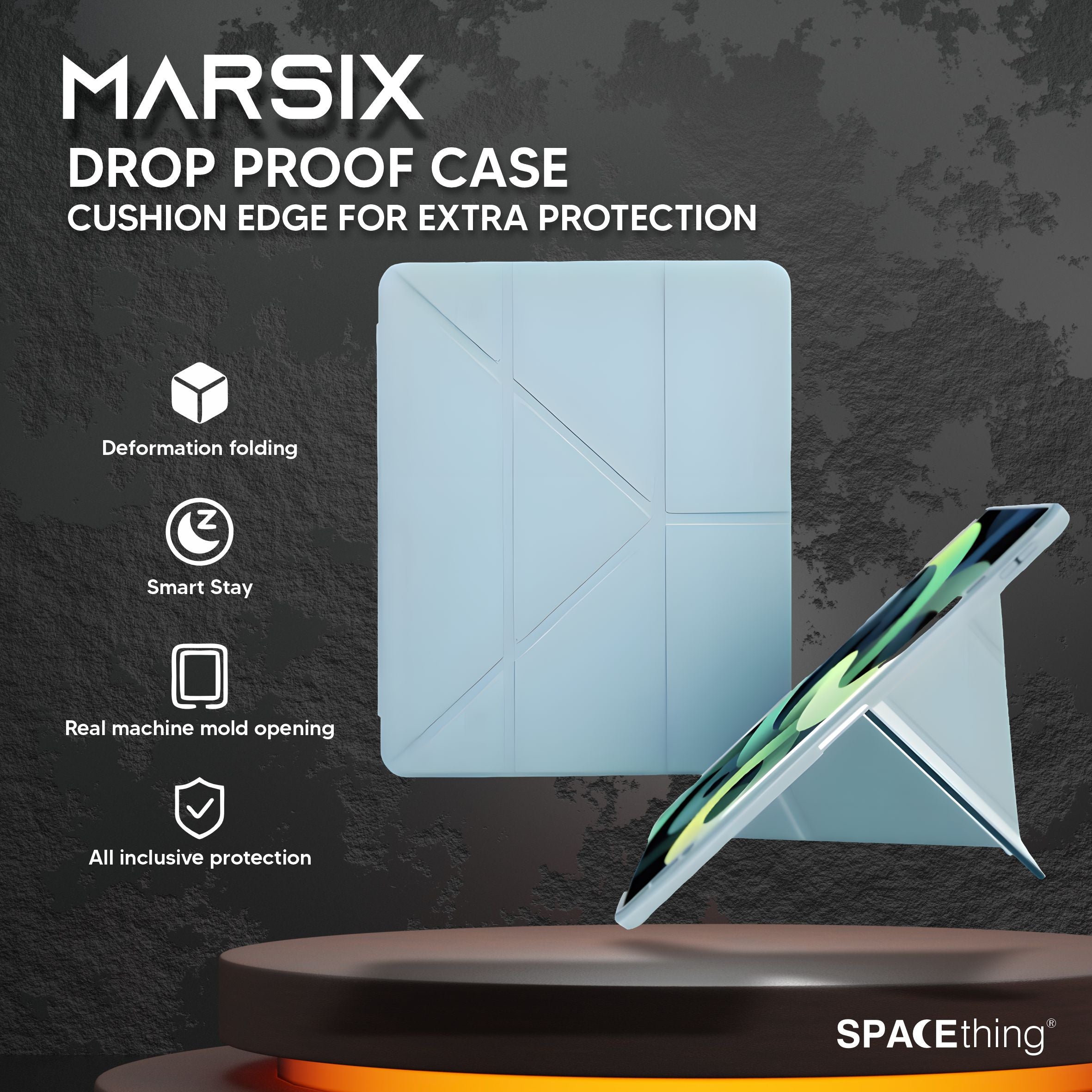 Spacething Marsix Drop Proof Case  iPad A16 Compatible With 10th Gen 10.9" Blue