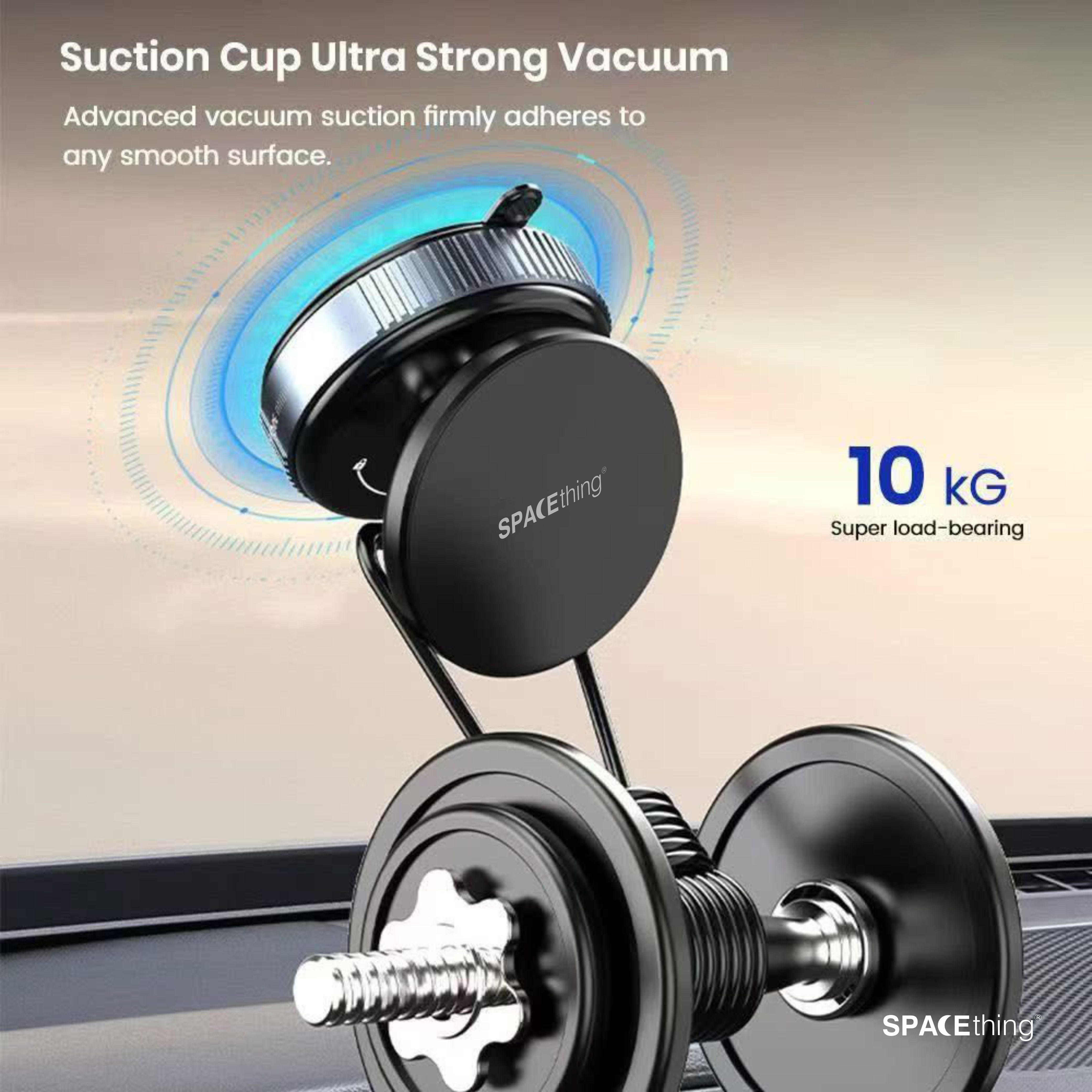 Spacething Maghold Vacuum Car Holder - Grey