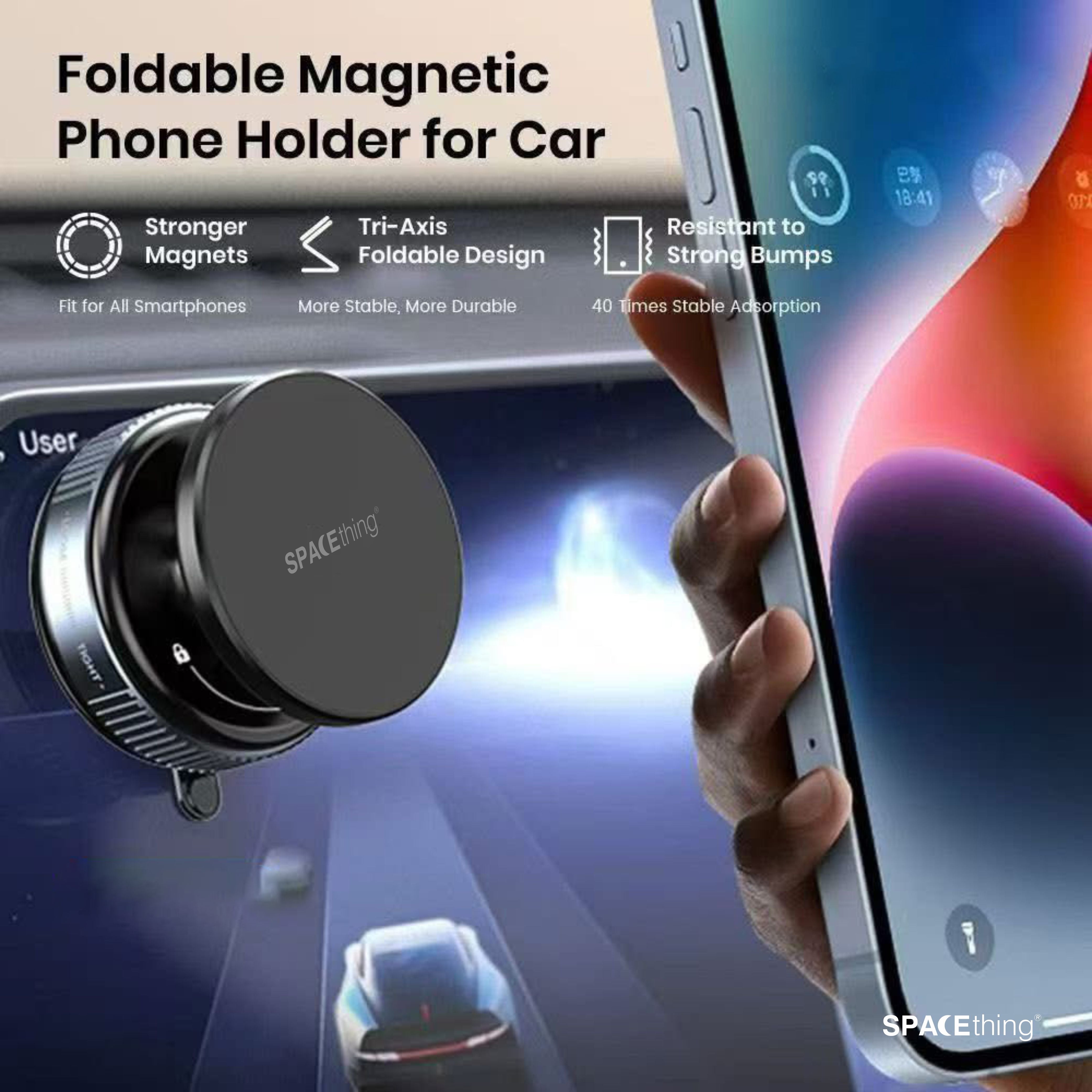 Spacething Maghold Vacuum Car Holder - Grey